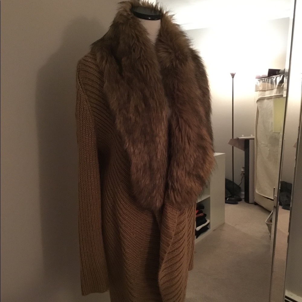 Jennifer Lopez Faux Fur Cocoon Cardigan